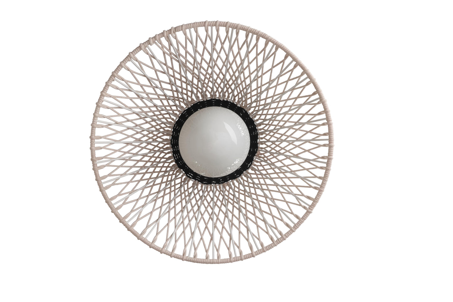 Eurofase Lighting Jelice 24" 1-Light Beige Rope Shade Matte Black Pet Weave Outdoor Pendant Light