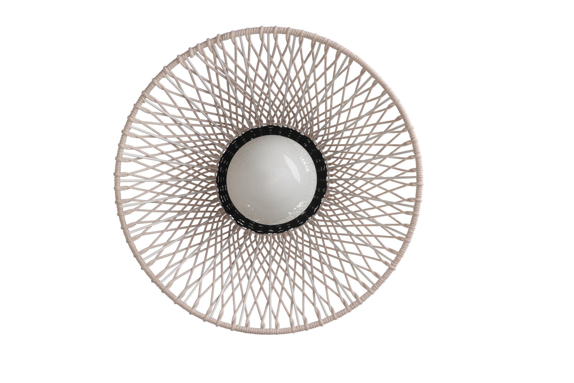 Eurofase Lighting Jelice 24" 1-Light Beige Rope Shade Matte Black Pet Weave Outdoor Pendant Light
