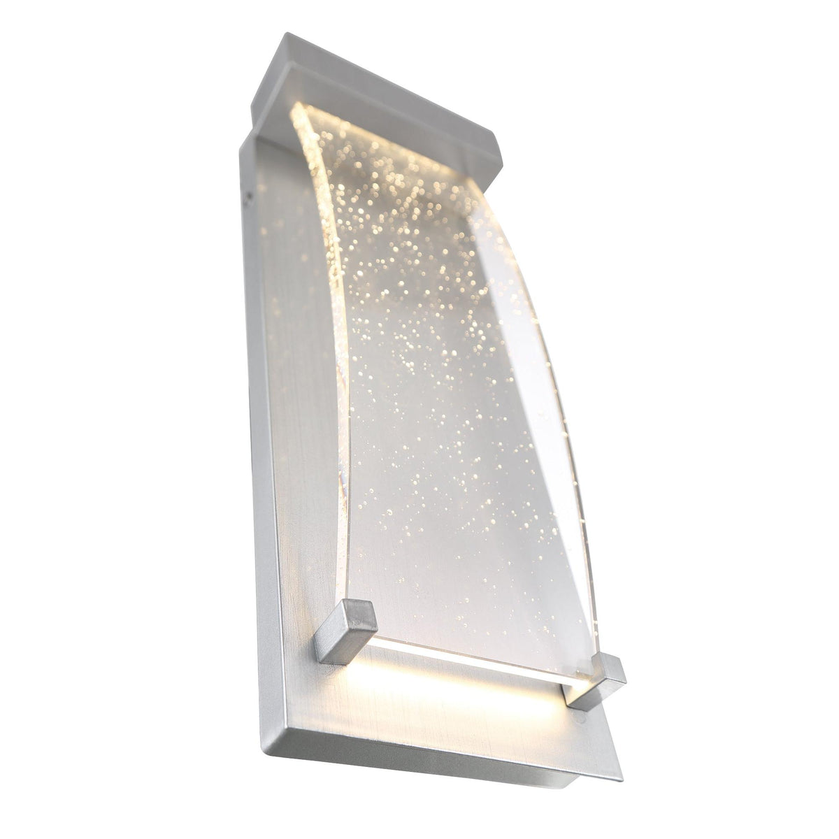 Eurofase Lighting Kabo 14" 1-Light Integrated LED Clear Glass Shade Matte Silver Outdoor Wall Sconce