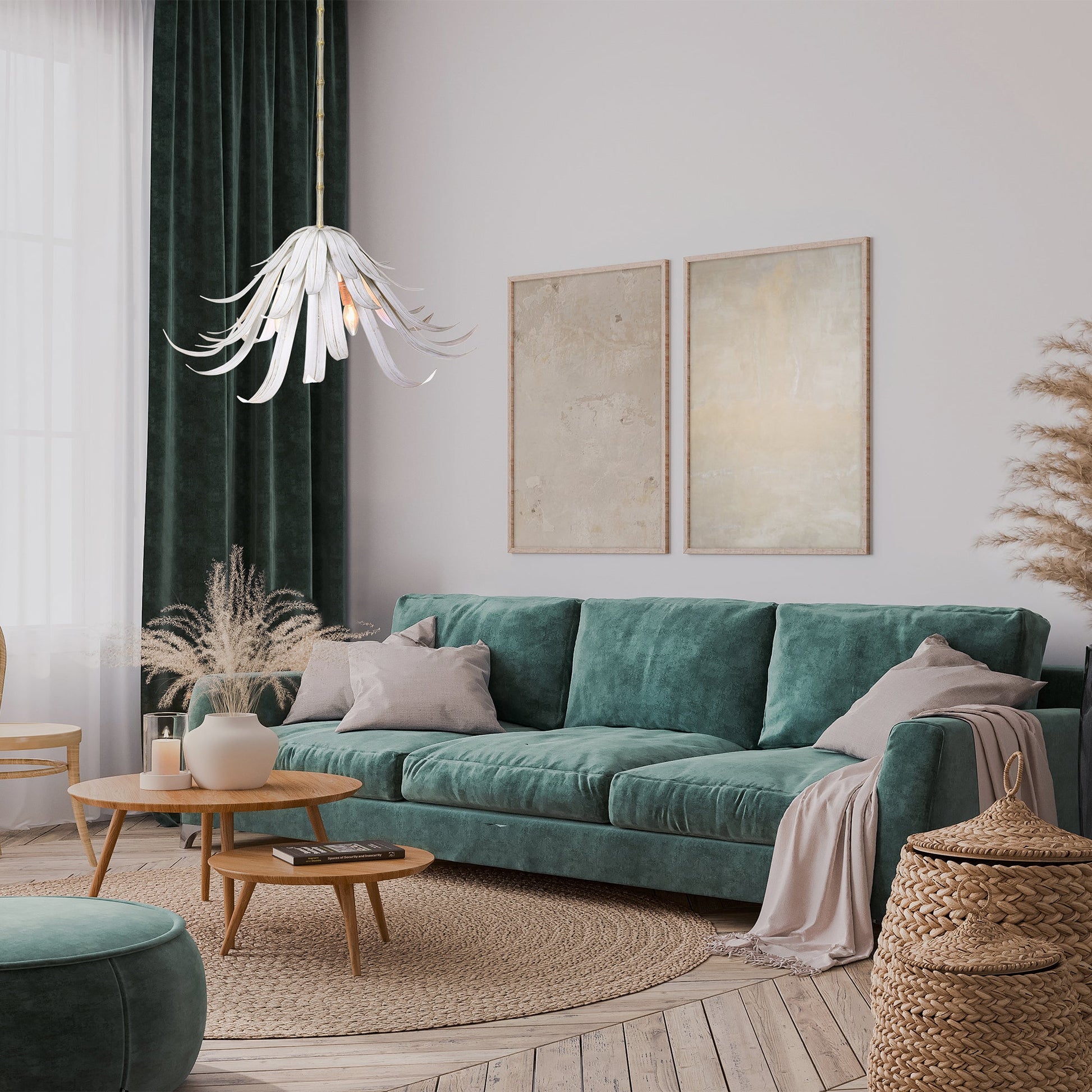 Eurofase Lighting Kagra 24" 3-Light Distressed White Chandelier