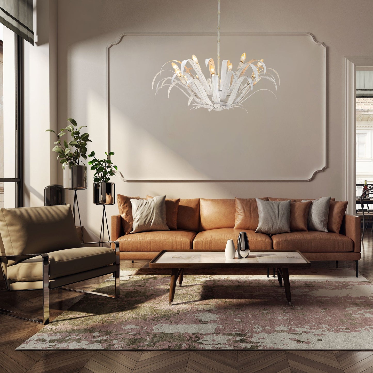 Eurofase Lighting Kagra 42" 12-Light Distressed White Chandelier