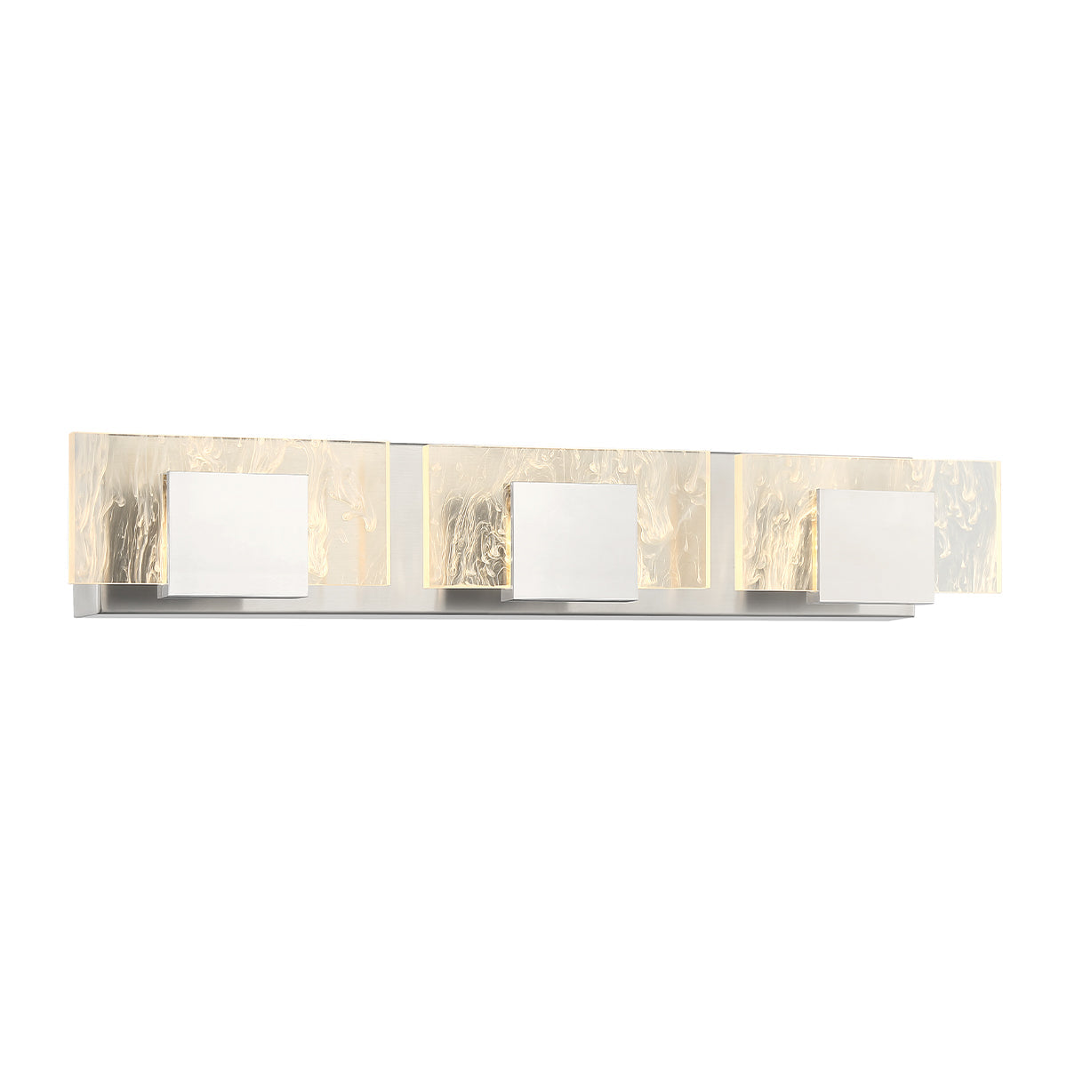 Eurofase Lighting Kasha 28" 3-Light Dimmable LED Chrome Metal Bath Bar With Clear & Smoke Pattern Shades