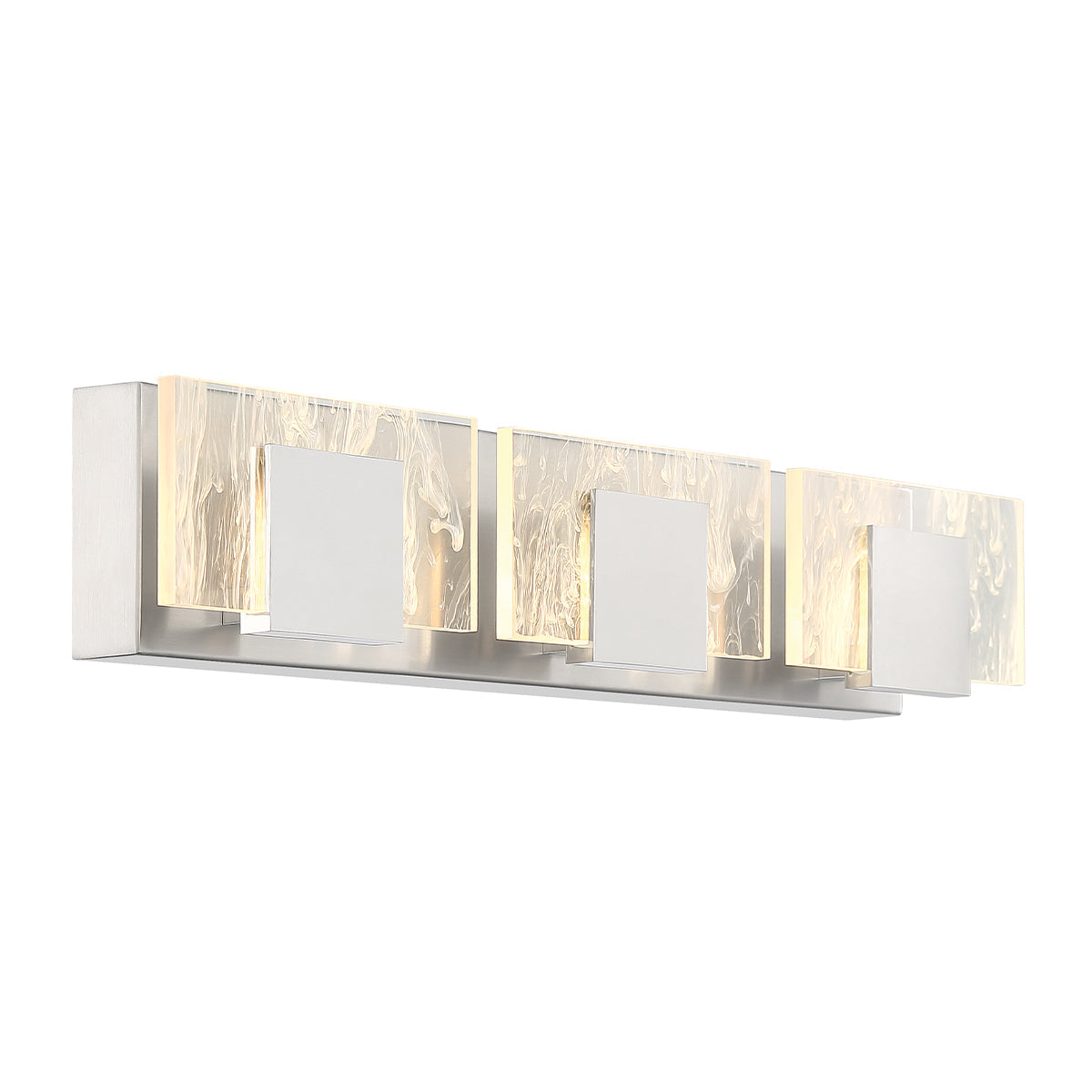 Eurofase Lighting Kasha 28" 3-Light Dimmable LED Chrome Metal Bath Bar With Clear & Smoke Pattern Shades