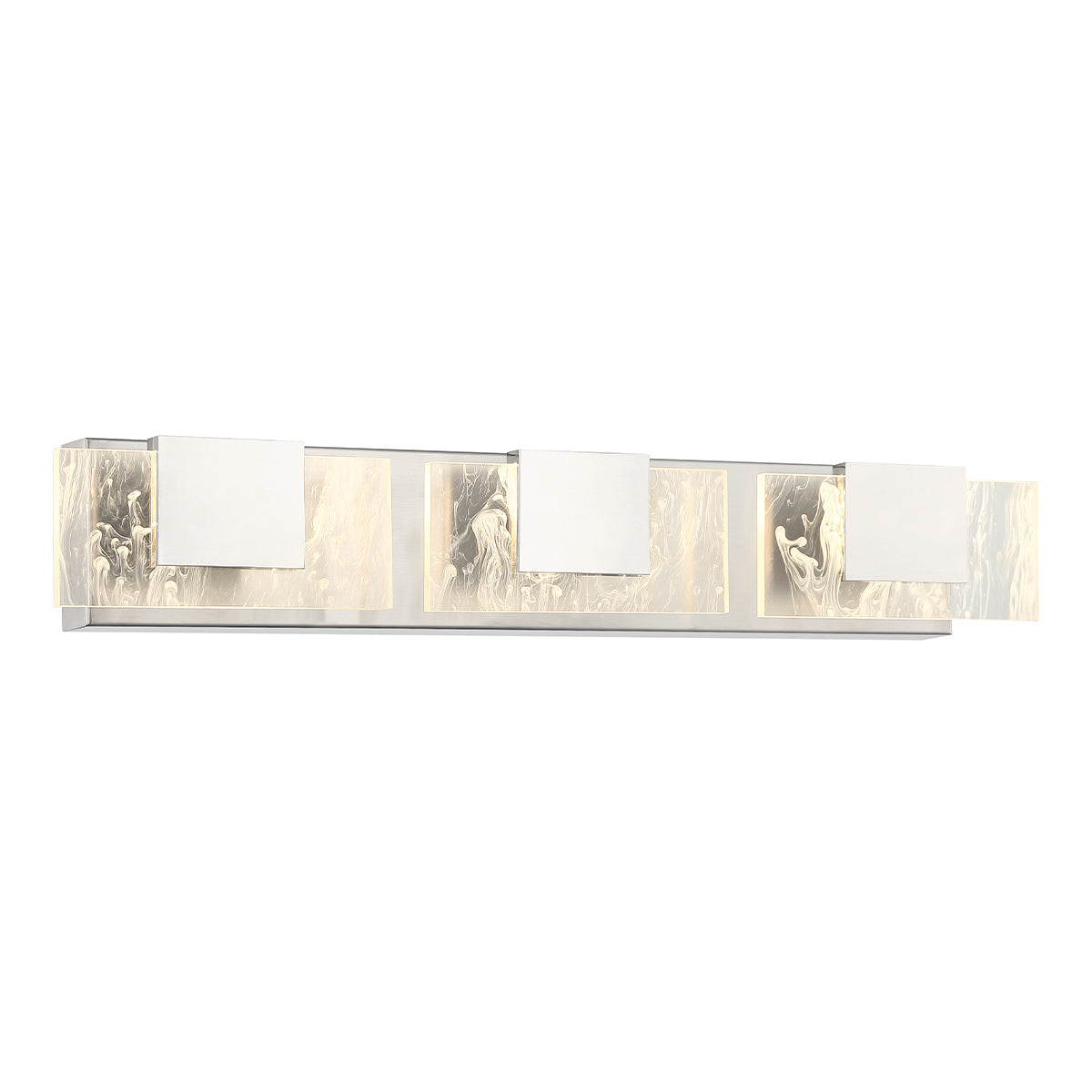 Eurofase Lighting Kasha 28" 3-Light Dimmable LED Chrome Metal Bath Bar With Clear & Smoke Pattern Shades