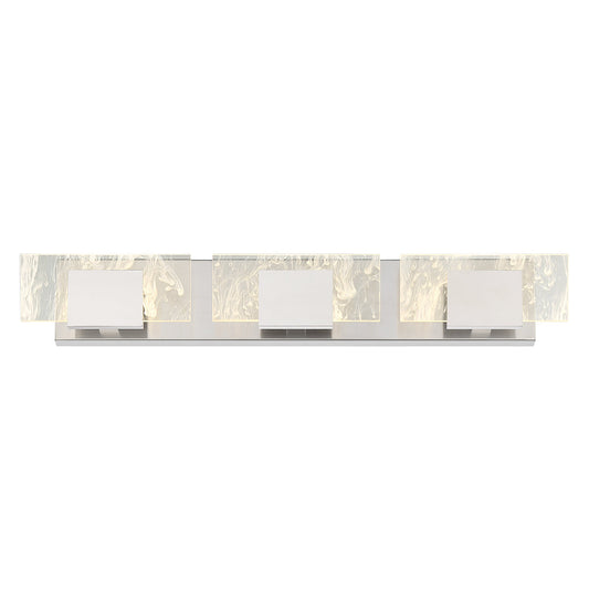 Eurofase Lighting Kasha 28" 3-Light Dimmable LED Chrome Metal Bath Bar With Clear & Smoke Pattern Shades