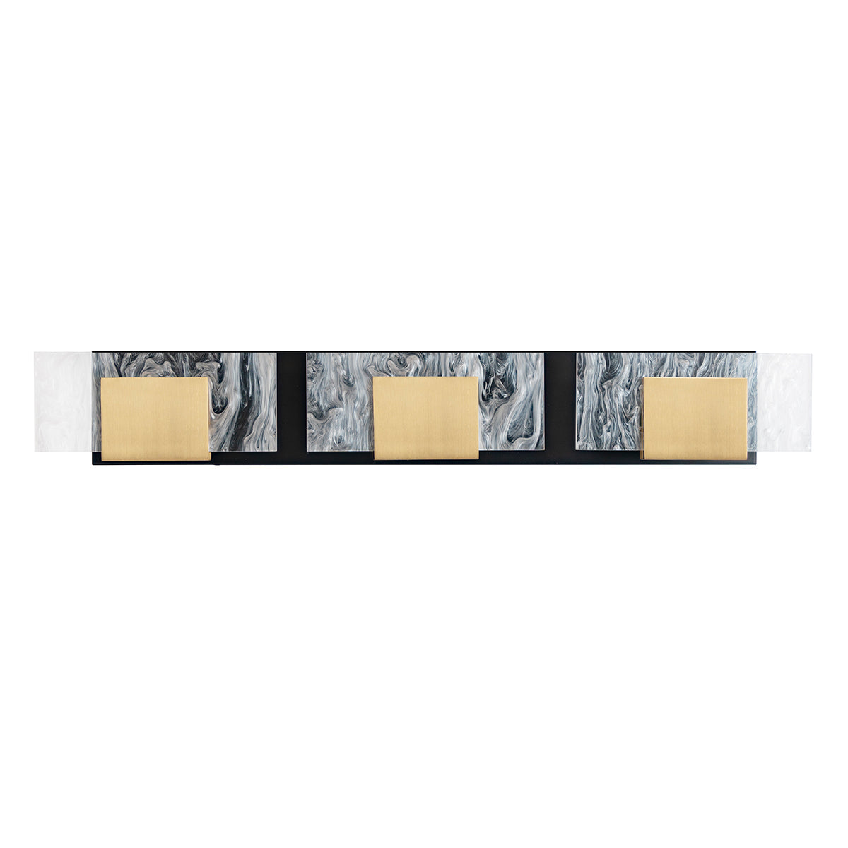 Eurofase Lighting Kasha 28" 3-Light Dimmable LED Gold & Black Metal Bath Bar With Clear & Smoke Pattern Shades