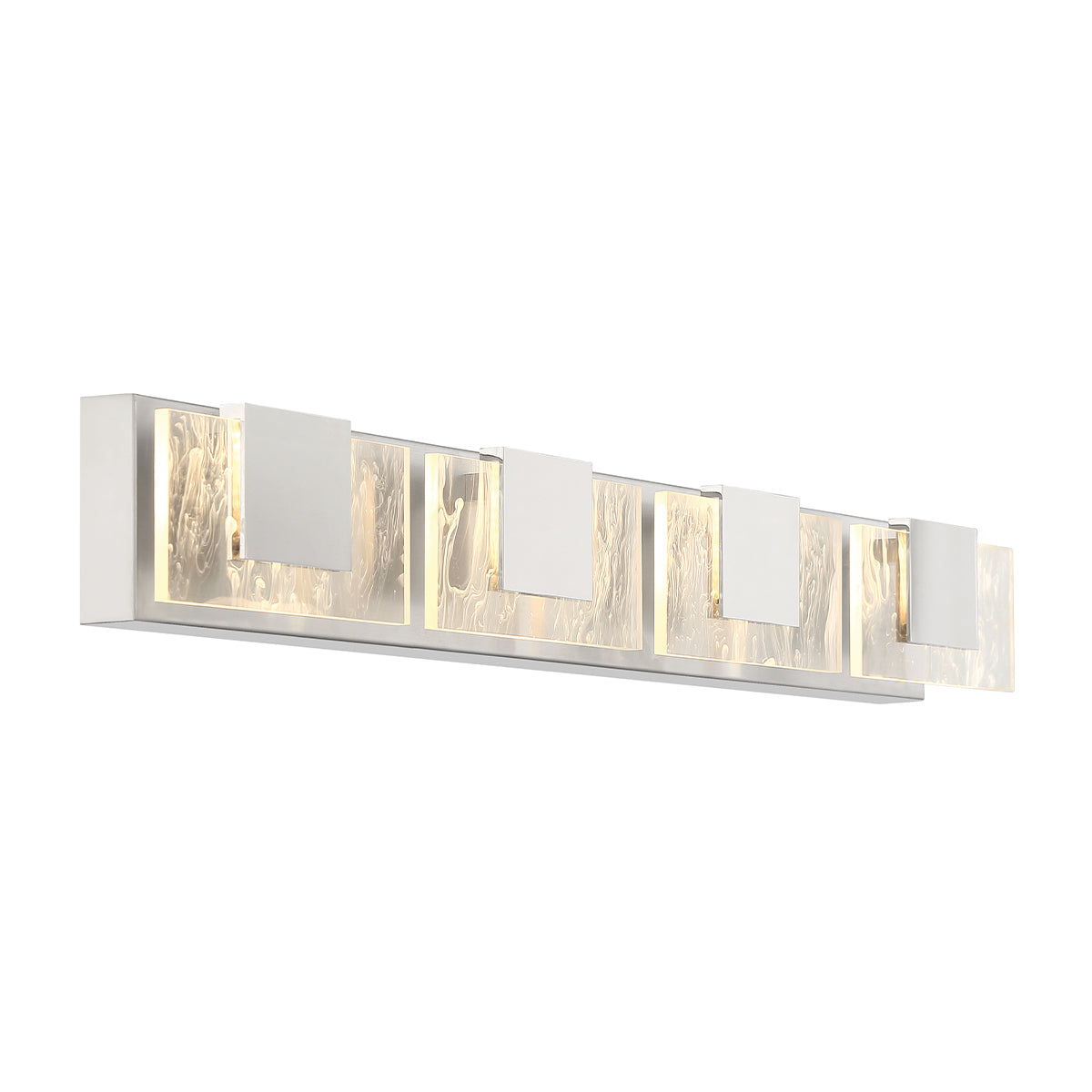 Eurofase Lighting Kasha 37" 4-Light Dimmable LED Chrome Metal Bath Bar With Clear & Smoke Pattern Shades