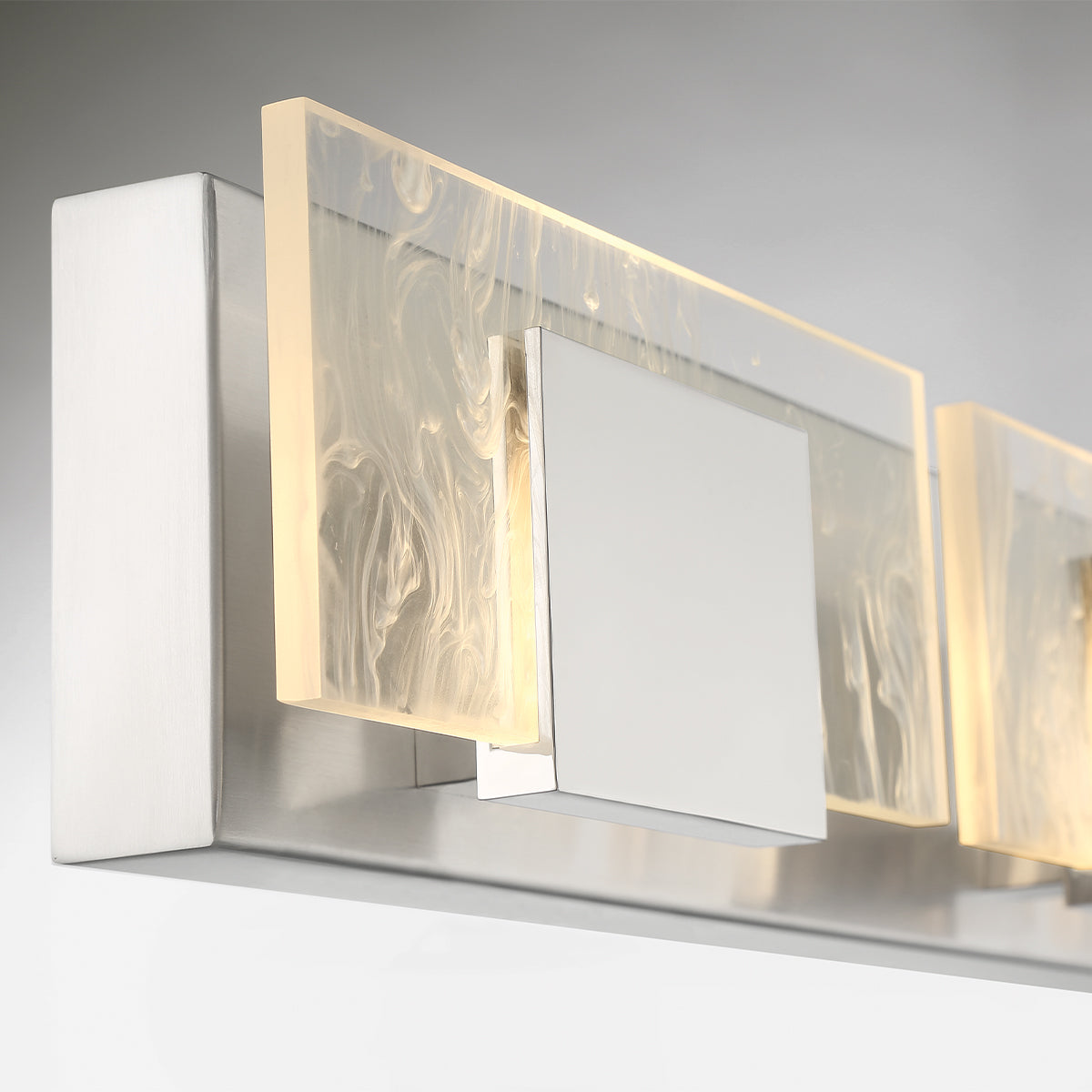 Eurofase Lighting Kasha 37" 4-Light Dimmable LED Chrome Metal Bath Bar With Clear & Smoke Pattern Shades