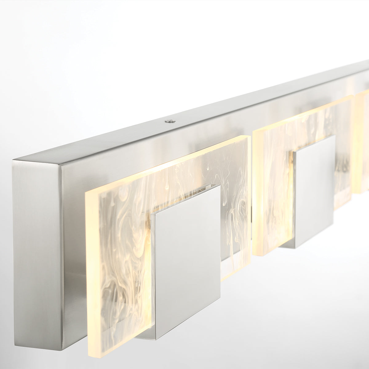 Eurofase Lighting Kasha 37" 4-Light Dimmable LED Chrome Metal Bath Bar With Clear & Smoke Pattern Shades