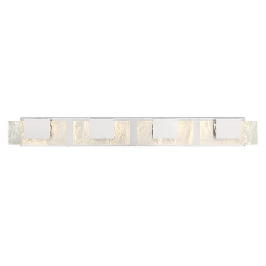 Eurofase Lighting Kasha 37" 4-Light Dimmable LED Chrome Metal Bath Bar With Clear & Smoke Pattern Shades