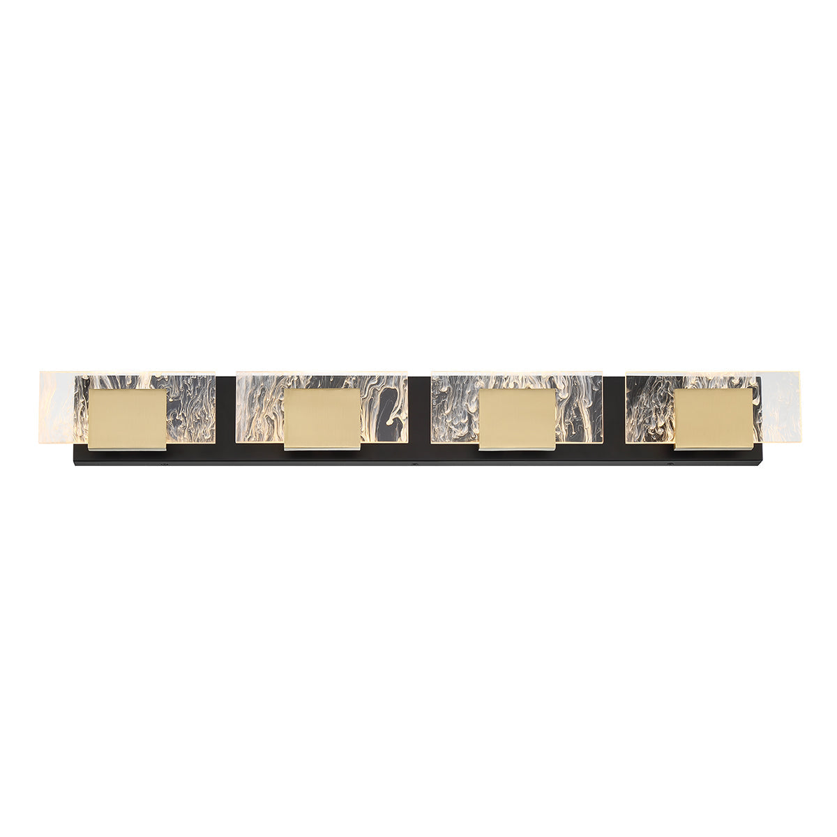 Eurofase Lighting Kasha 37" 4-Light Dimmable LED Gold & Black Mixed Metal Bath Bar With Clear & Smoke Pattern Shades