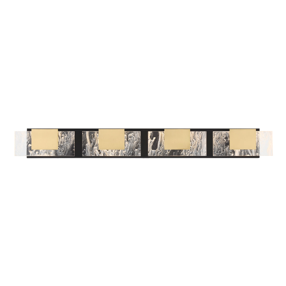 Eurofase Lighting Kasha 37" 4-Light Dimmable LED Gold & Black Mixed Metal Bath Bar With Clear & Smoke Pattern Shades