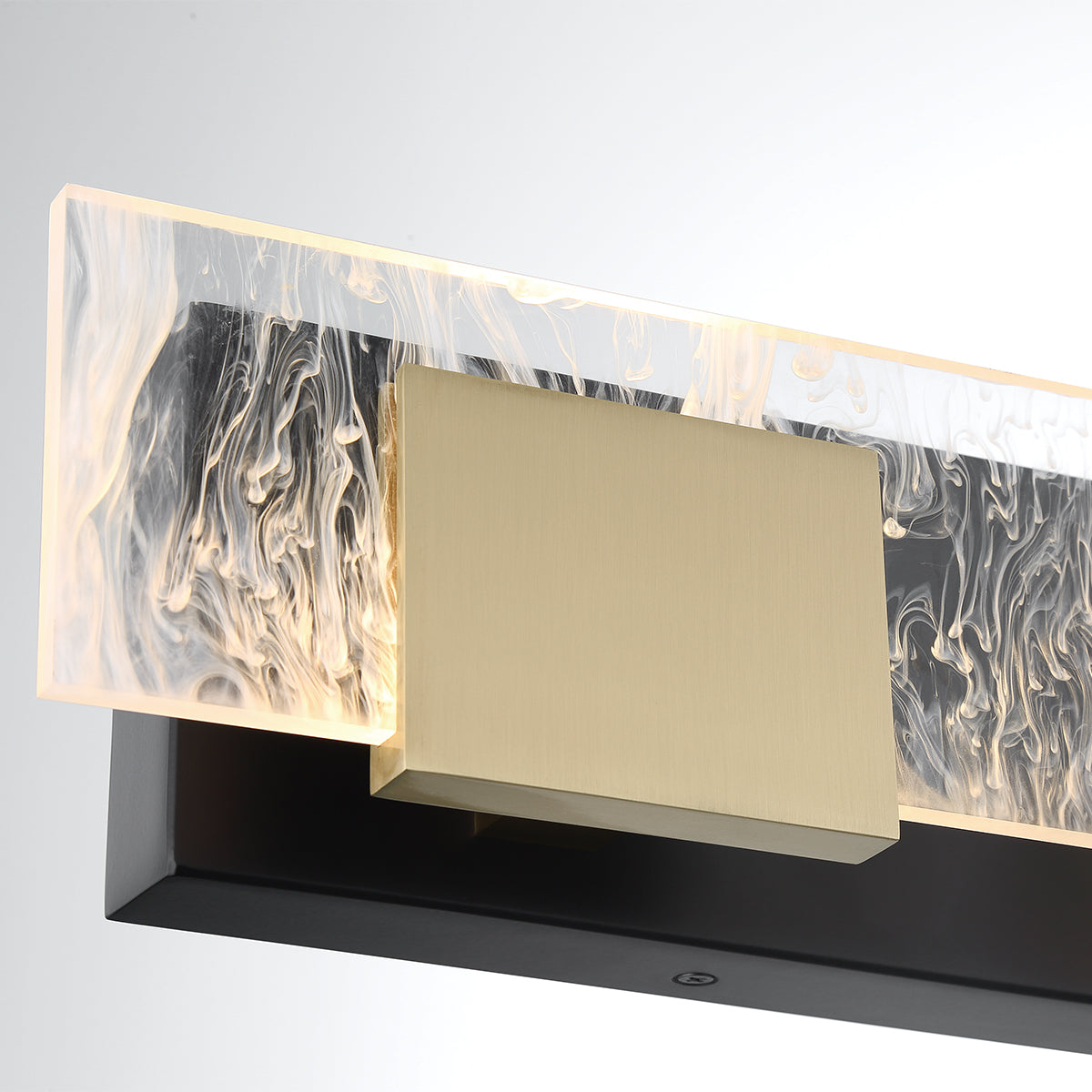 Eurofase Lighting Kasha 37" 4-Light Dimmable LED Gold & Black Mixed Metal Bath Bar With Clear & Smoke Pattern Shades