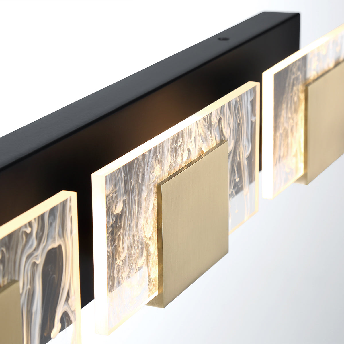 Eurofase Lighting Kasha 37" 4-Light Dimmable LED Gold & Black Mixed Metal Bath Bar With Clear & Smoke Pattern Shades
