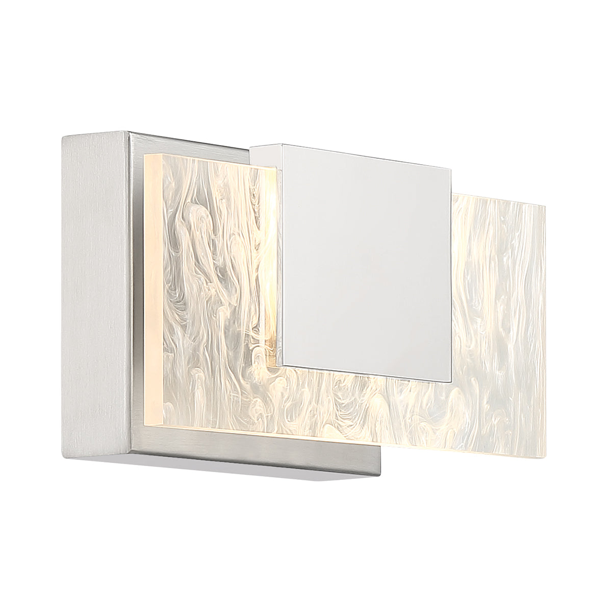 Eurofase Lighting Kasha 9" 1-Light Dimmable LED Chrome Metal Bath Bar With Clear & Smoke Pattern Shades