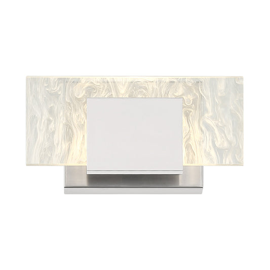 Eurofase Lighting Kasha 9" 1-Light Dimmable LED Chrome Metal Bath Bar With Clear & Smoke Pattern Shades
