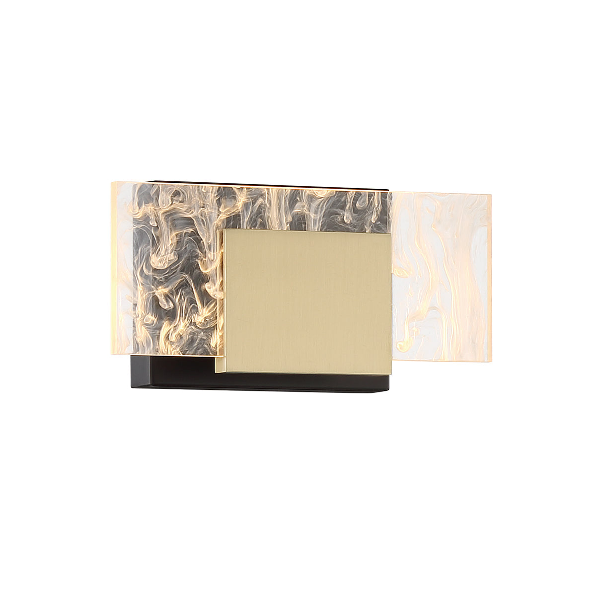 Eurofase Lighting Kasha 9" 1-Light Dimmable LED Gold & Black Metal Bath Bar With Clear & Smoke Pattern Shades
