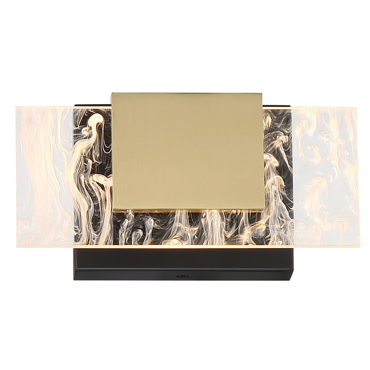 Eurofase Lighting Kasha 9" 1-Light Dimmable LED Gold & Black Metal Bath Bar With Clear & Smoke Pattern Shades