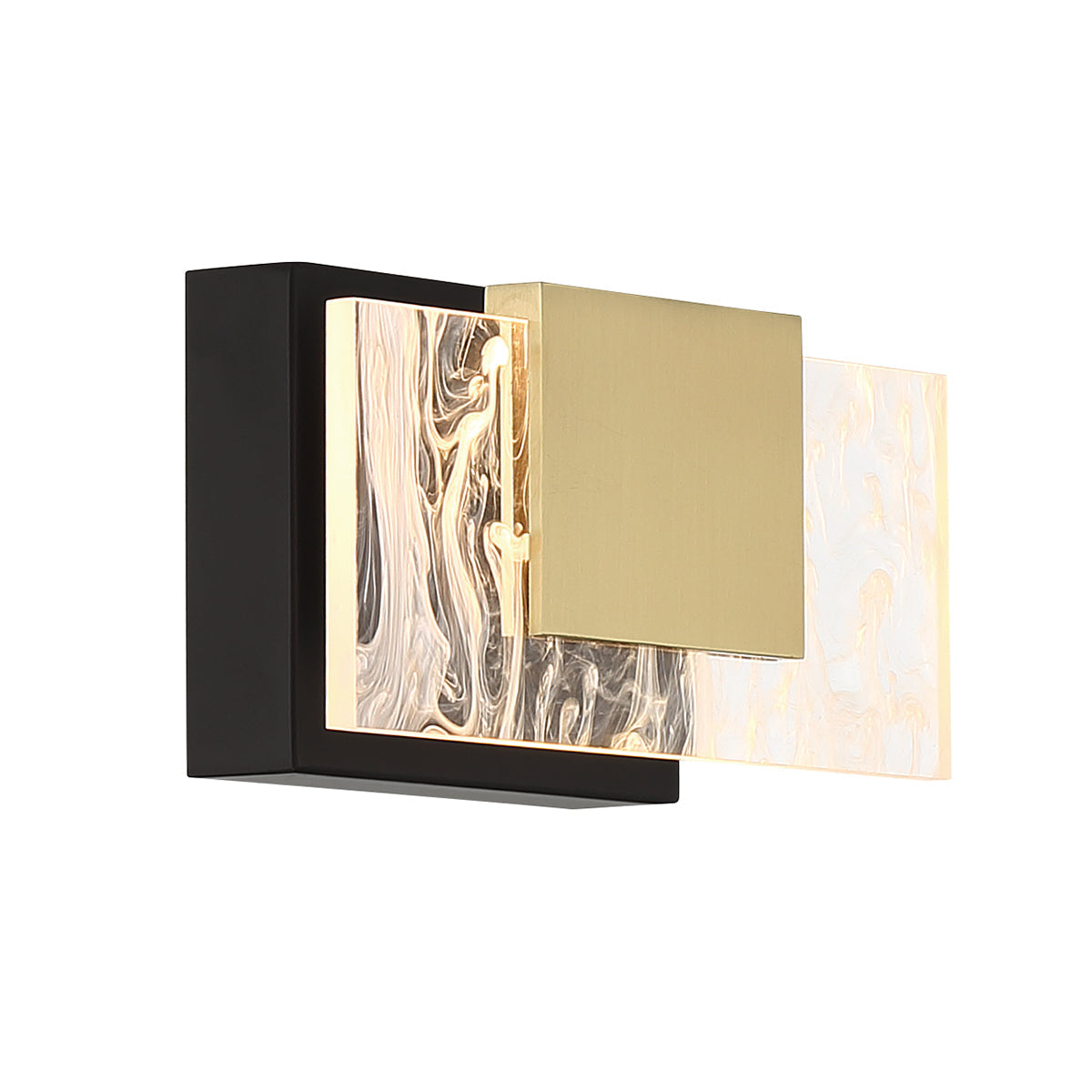 Eurofase Lighting Kasha 9" 1-Light Dimmable LED Gold & Black Metal Bath Bar With Clear & Smoke Pattern Shades