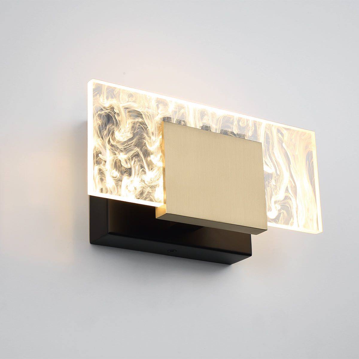 Eurofase Lighting Kasha 9" 1-Light Dimmable LED Gold & Black Metal Bath Bar With Clear & Smoke Pattern Shades