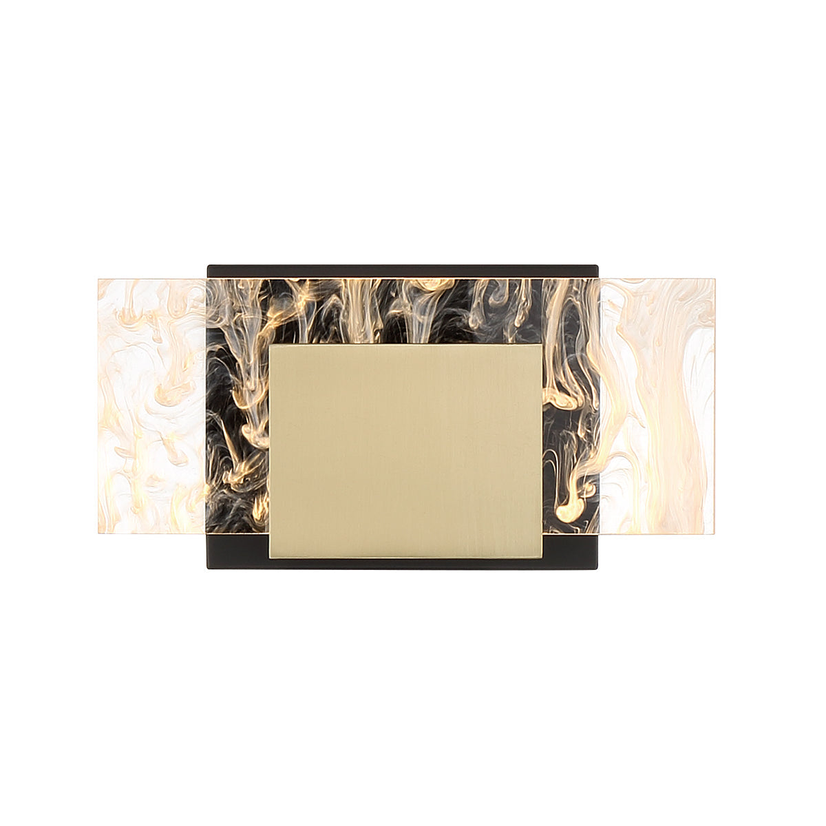 Eurofase Lighting Kasha 9" 1-Light Dimmable LED Gold & Black Metal Bath Bar With Clear & Smoke Pattern Shades