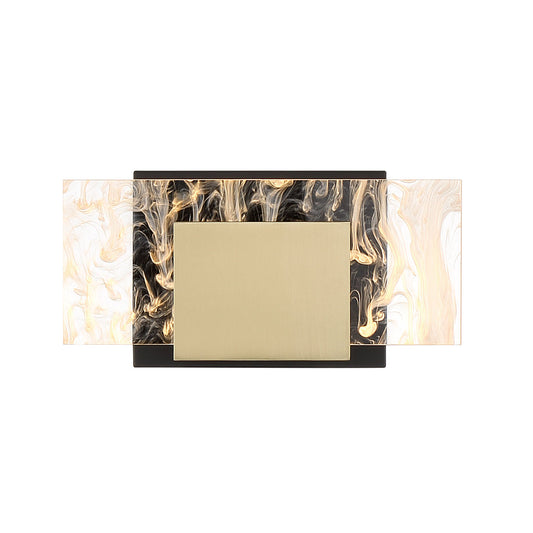 Eurofase Lighting Kasha 9" 1-Light Dimmable LED Gold & Black Metal Bath Bar With Clear & Smoke Pattern Shades