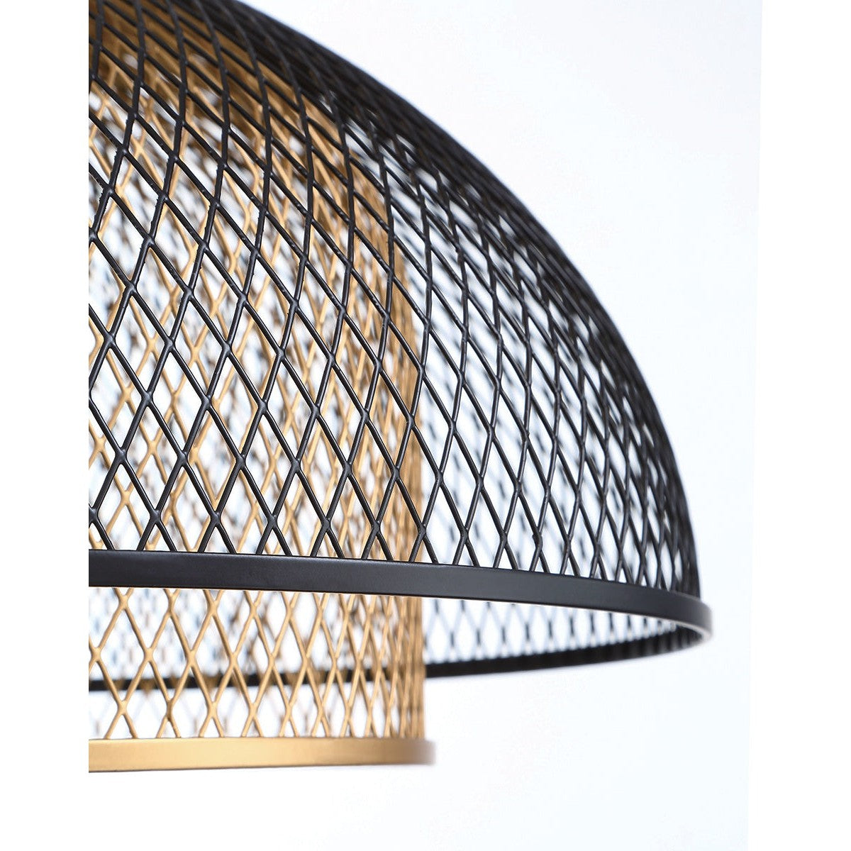 Eurofase Lighting Kenmore 16" Dimmable Integrated LED Metal Black Pendant Light With Black & Gold Metal Mesh Shades