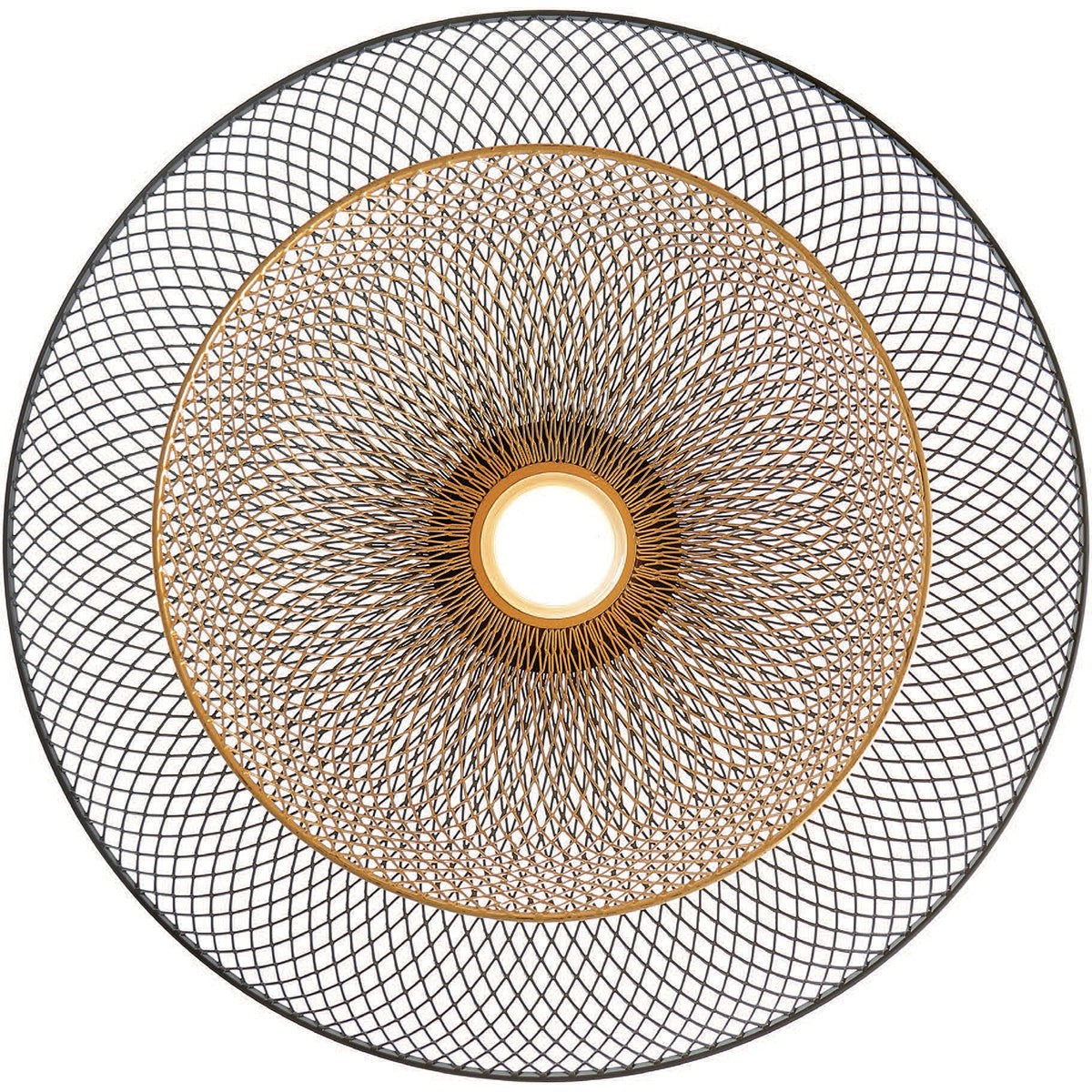 Eurofase Lighting Kenmore 16" Dimmable Integrated LED Metal Black Pendant Light With Black & Gold Metal Mesh Shades