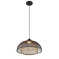 Eurofase Lighting Kenmore 16" Dimmable Integrated LED Metal Black Pendant Light With Black & Gold Metal Mesh Shades