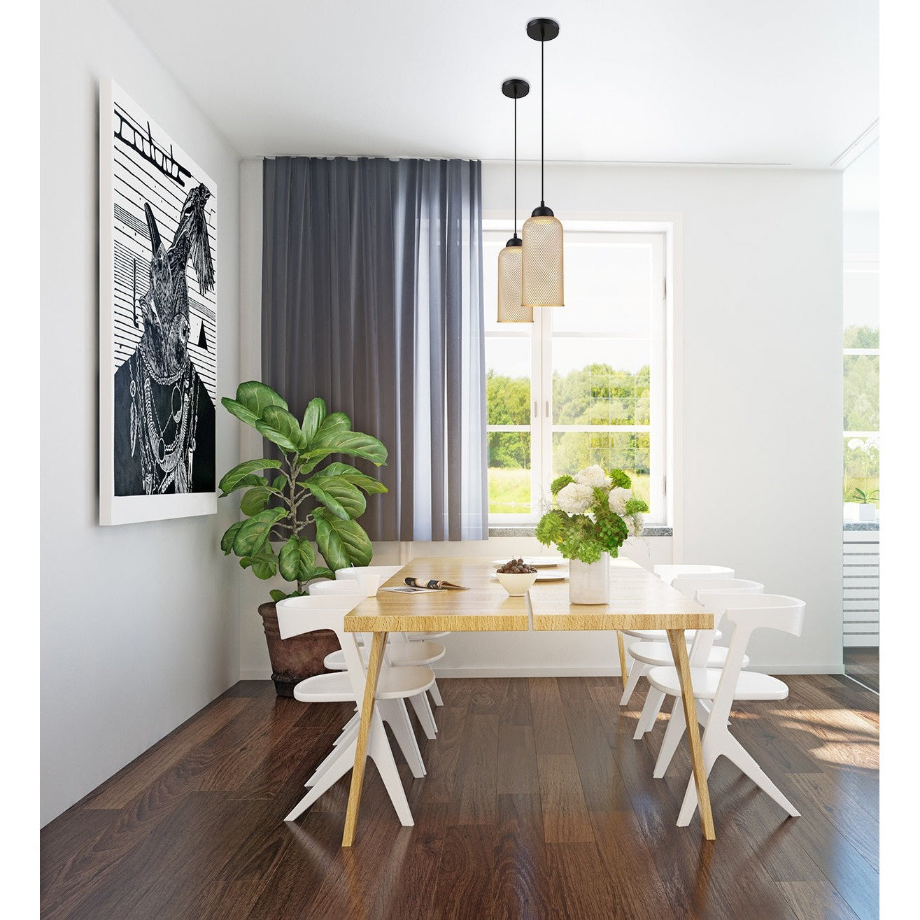 Eurofase Lighting Kenmore 6" Dimmable Integrated LED Metal Black Pendant Light With Gold Metal Mesh Shade