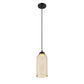 Eurofase Lighting Kenmore 6" Dimmable Integrated LED Metal Black Pendant Light With Gold Metal Mesh Shade