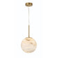 Eurofase Lighting Kepler 12" 1-Light Dimmable Integrated LED Gold Chandelier With White Alabaster Shades