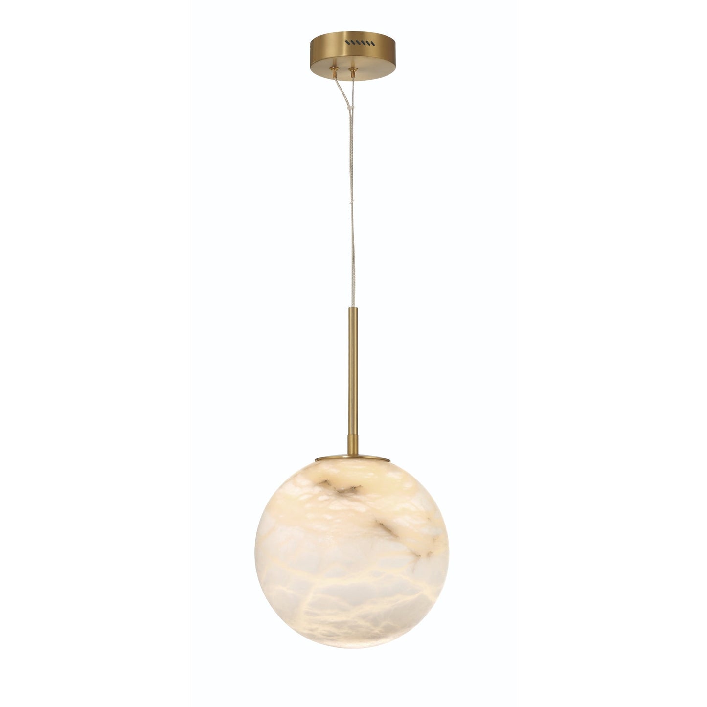 Eurofase Lighting Kepler 12" 1-Light Dimmable Integrated LED Gold Chandelier With White Alabaster Shades