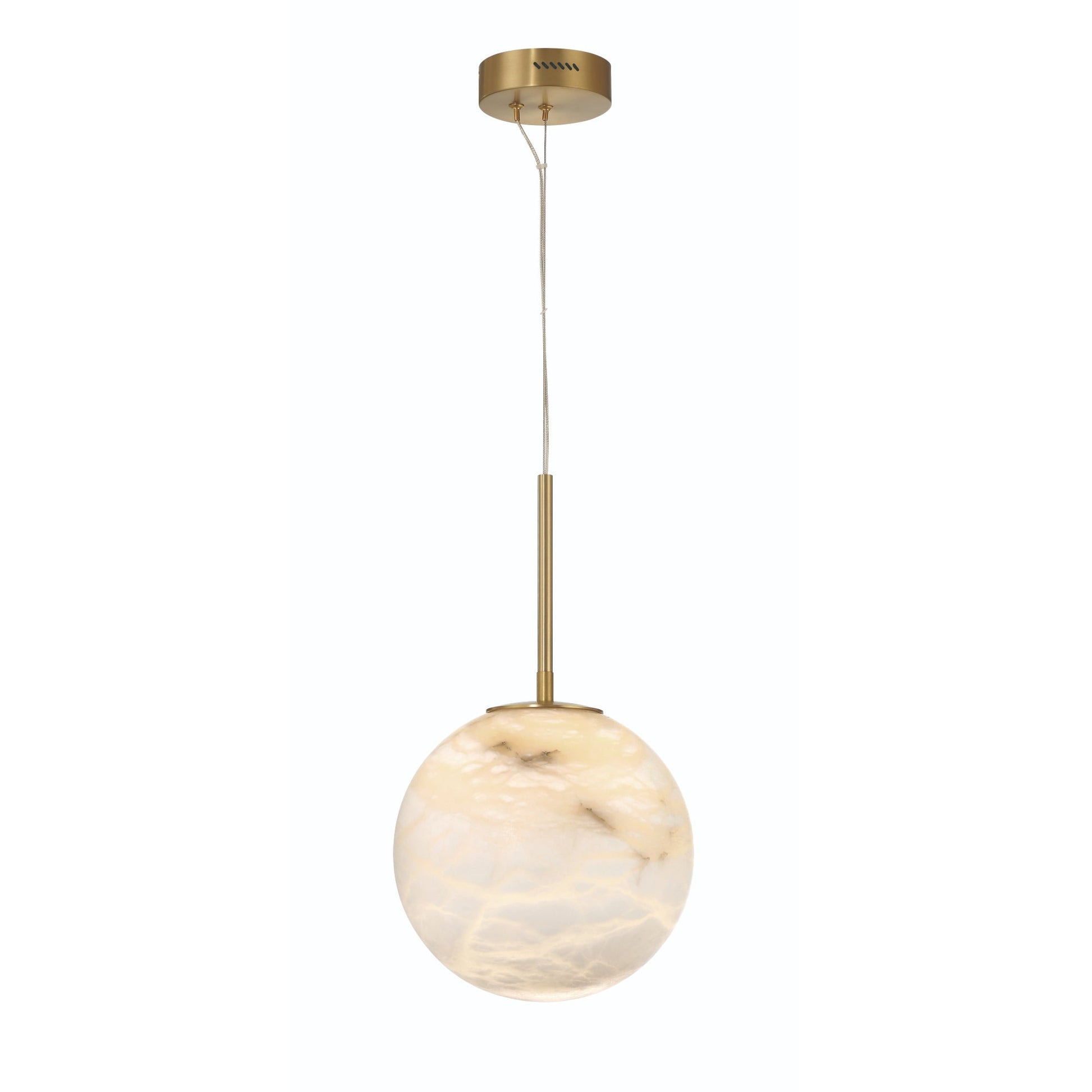 Eurofase Lighting Kepler 12" 1-Light Dimmable Integrated LED Gold Chandelier With White Alabaster Shades