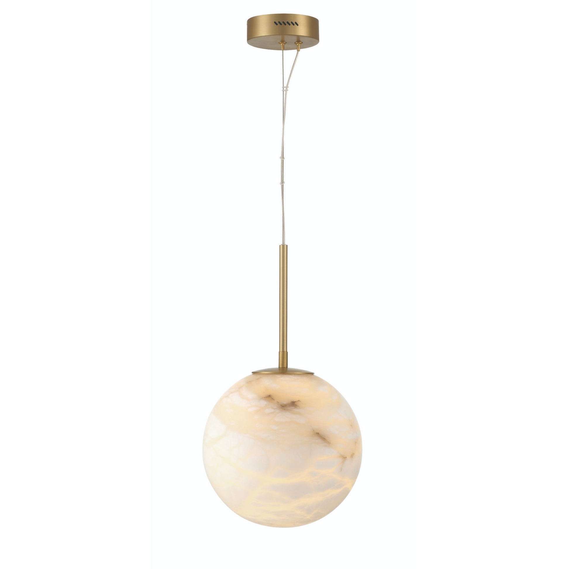 Eurofase Lighting Kepler 12" 1-Light Dimmable Integrated LED Gold Chandelier With White Alabaster Shades