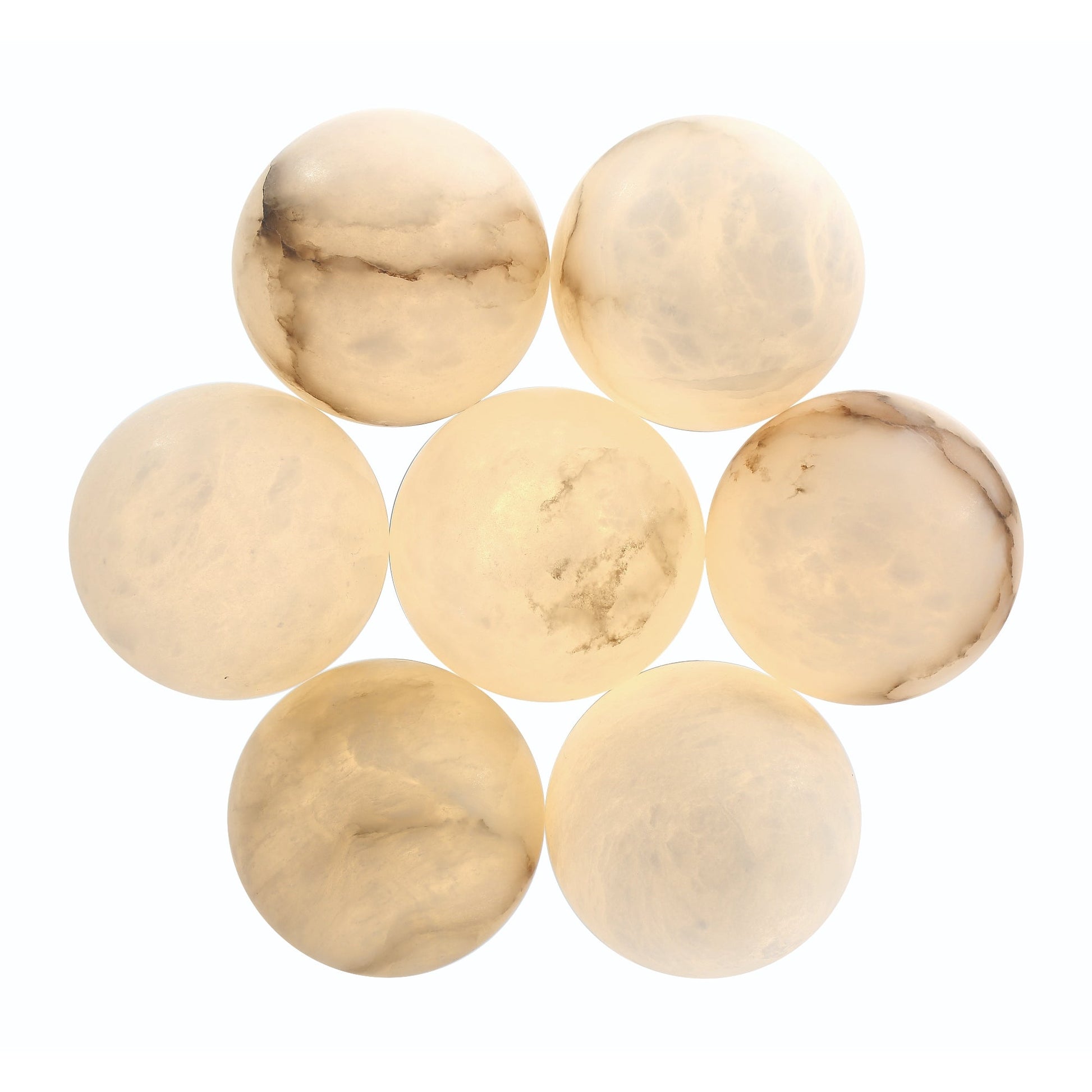 Eurofase Lighting Kepler 18" 7-Light Dimmable Integrated LED Gold Chandelier With White Alabaster Shades