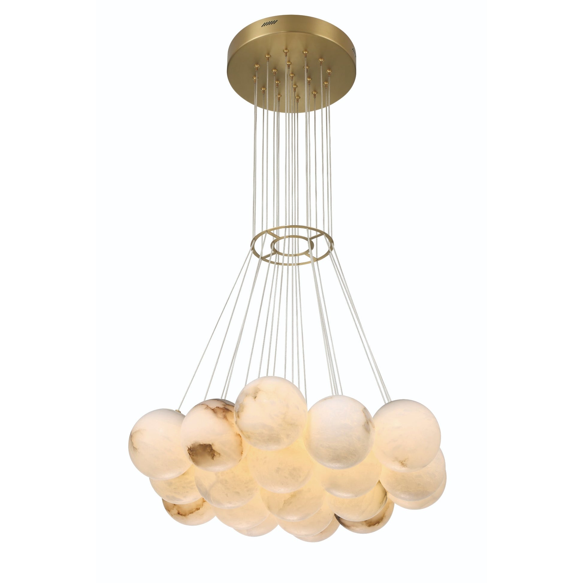 Eurofase Lighting Kepler 29" 19-Light Dimmable Integrated LED Gold Chandelier With White Alabaster Shades