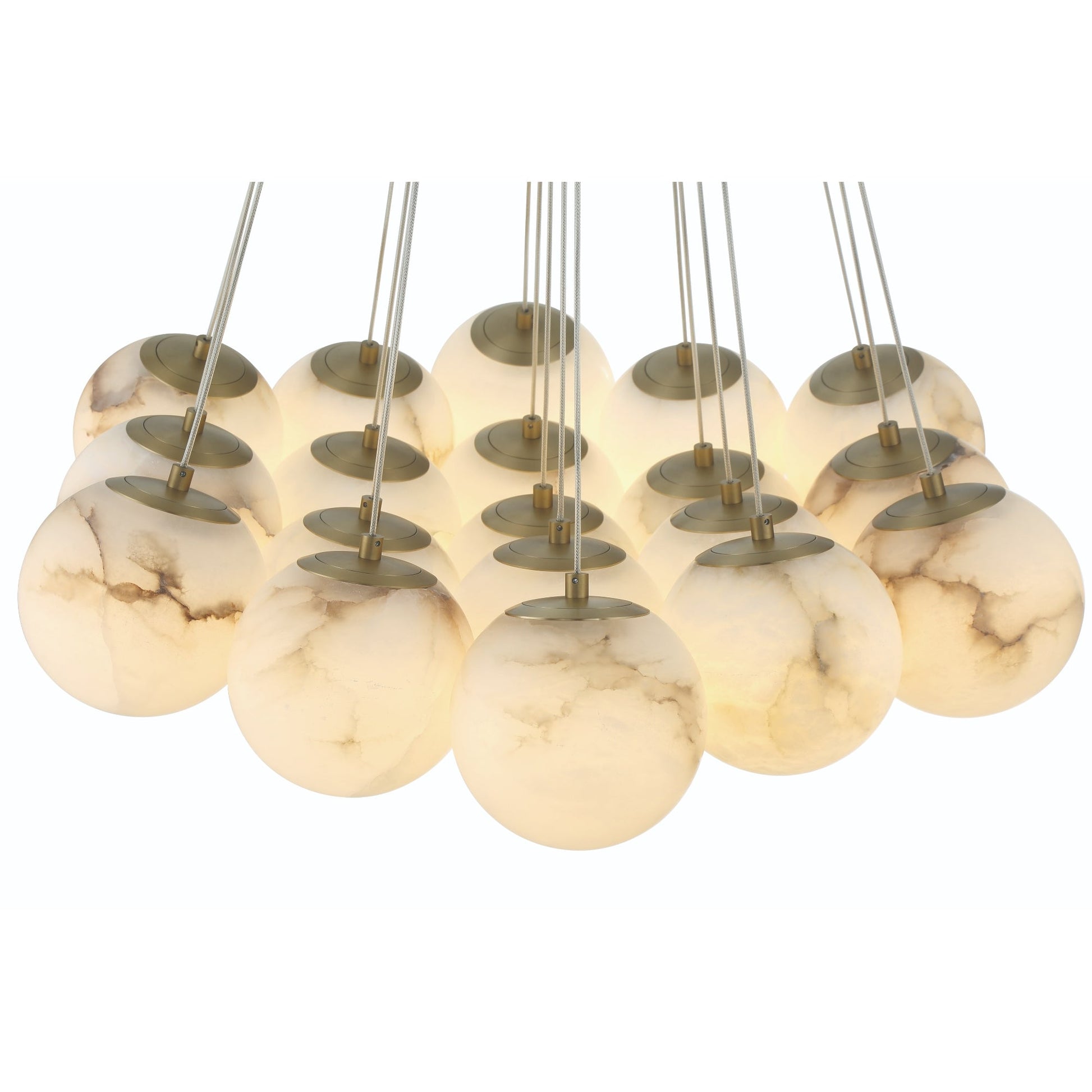 Eurofase Lighting Kepler 29" 19-Light Dimmable Integrated LED Gold Chandelier With White Alabaster Shades