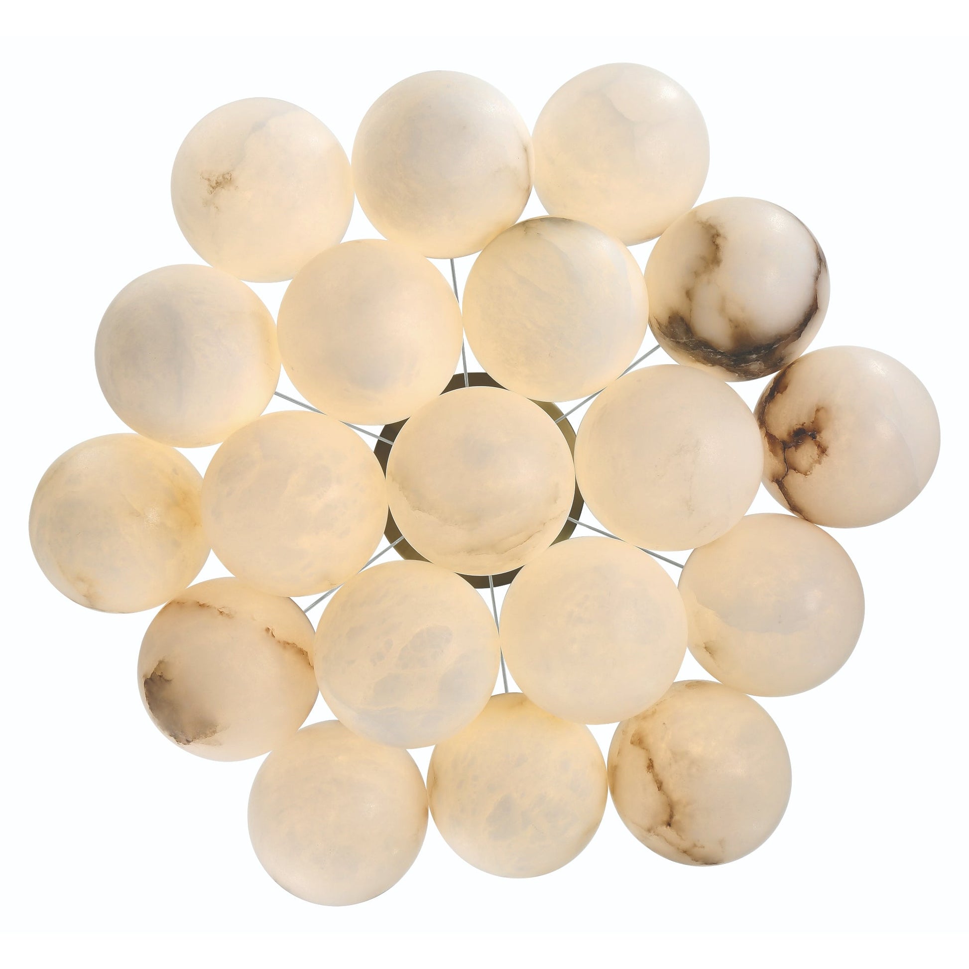 Eurofase Lighting Kepler 29" 19-Light Dimmable Integrated LED Gold Chandelier With White Alabaster Shades