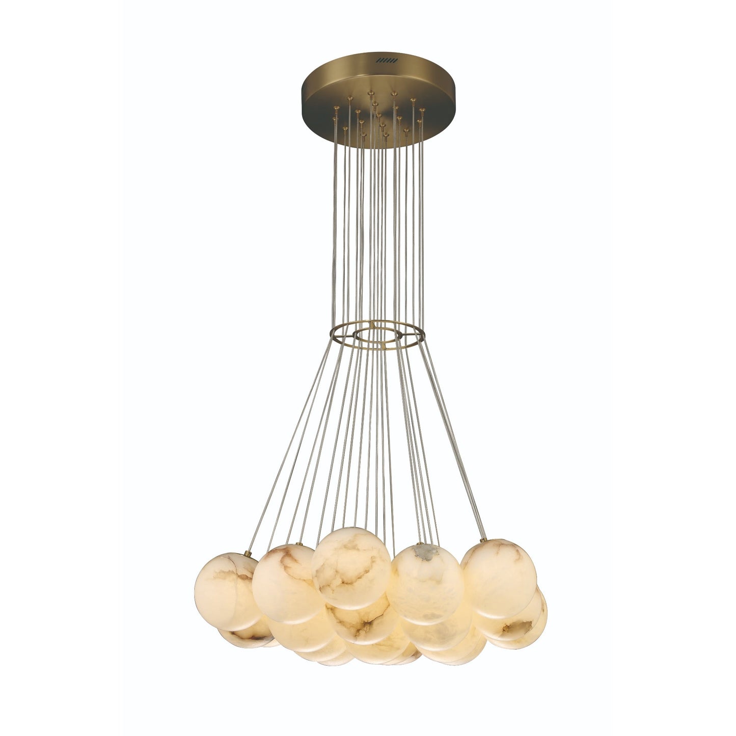 Eurofase Lighting Kepler 29" 19-Light Dimmable Integrated LED Gold Chandelier With White Alabaster Shades