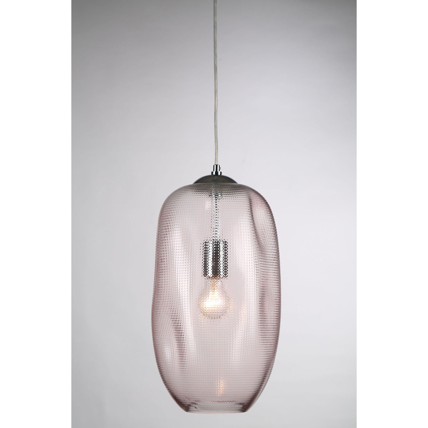 Eurofase Lighting Labria 10" Dimmable Incandescent Pendant Light With Chrome And Pink Textured Glass Shade