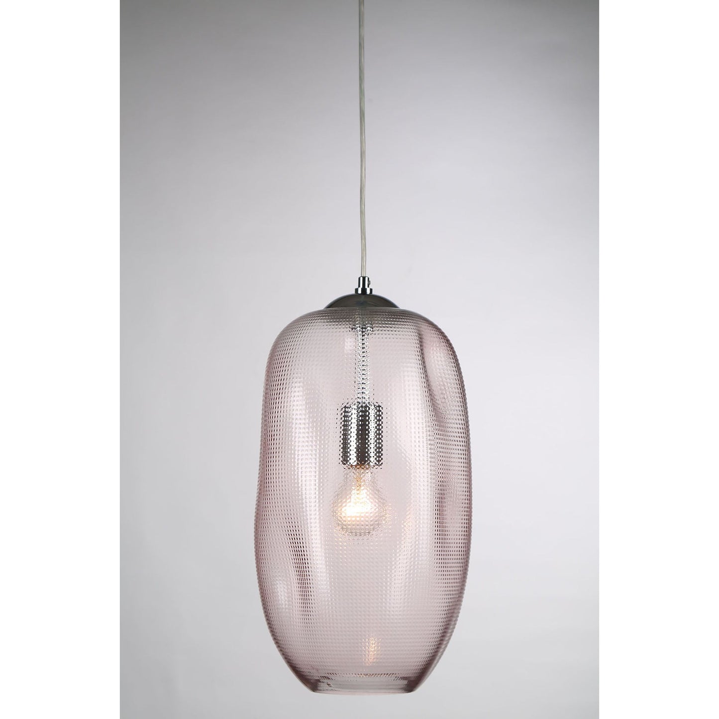 Eurofase Lighting Labria 8" Dimmable Incandescent Pendant Light With Chrome And Pink Textured Glass Shade