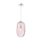 Eurofase Lighting Labria 8" Dimmable Incandescent Pendant Light With Chrome And Pink Textured Glass Shade
