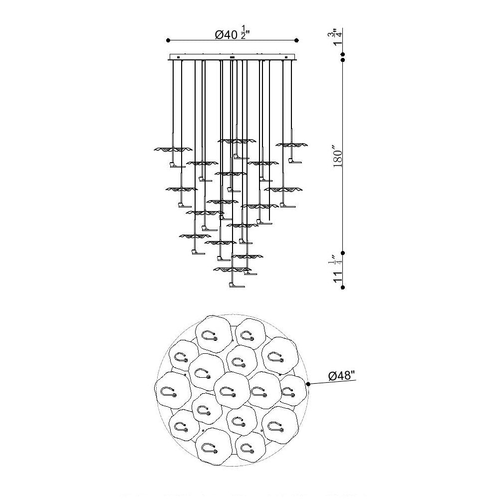 Eurofase Lighting Lagatto 52" 16-Light Dimmable Integrated LED Bronze Metal Chandelier
