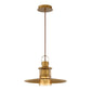 Eurofase Lighting Lamport 16" Dimmable Integrated LED Metal Brushed Brass Pendant Light With Cognac Glass Shade