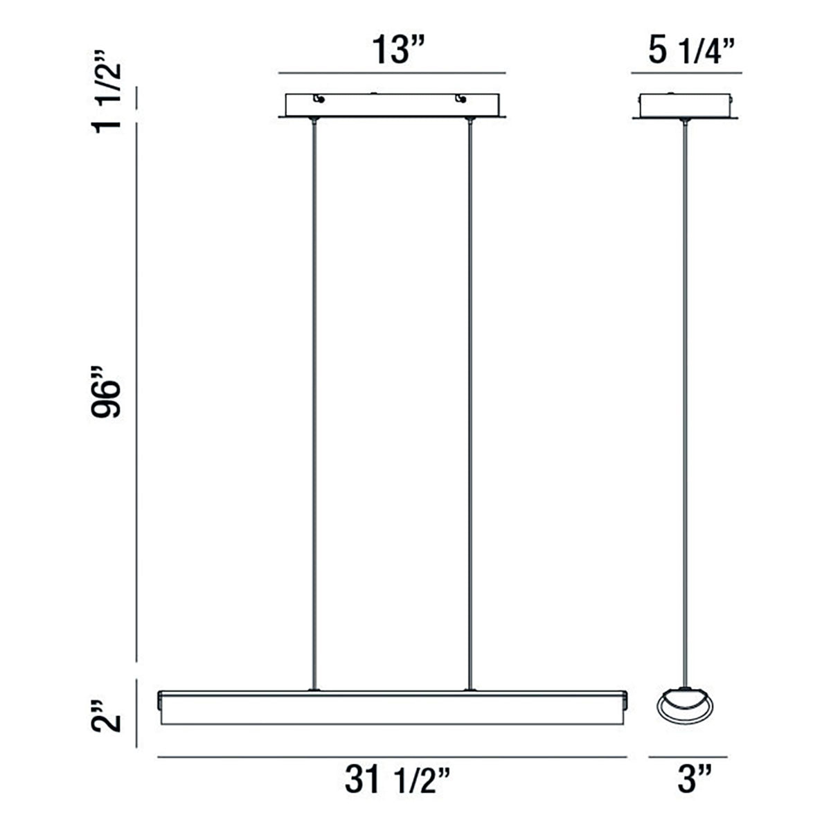 Eurofase Lighting Landor 32" Linear Dimmable Integrated LED Chrome Pendant Light With White Acrylic Tube Shade