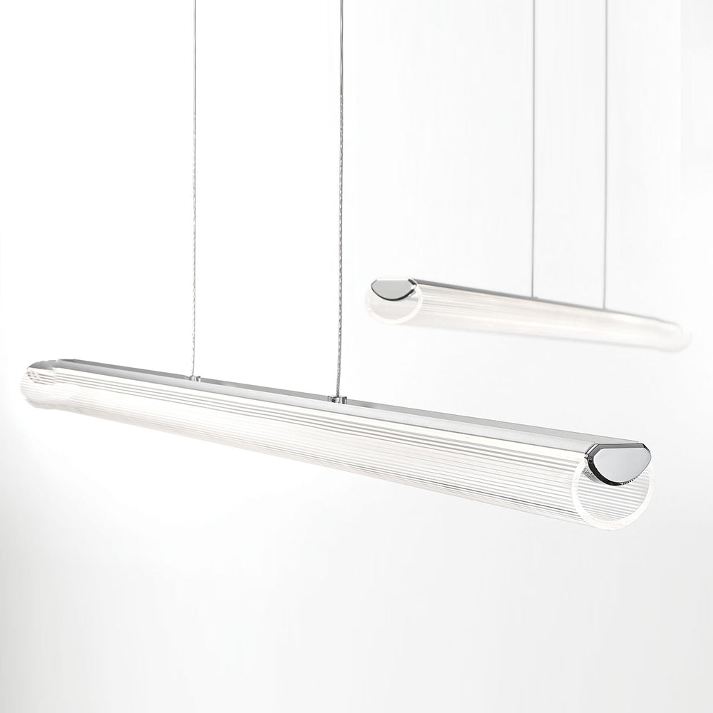 Eurofase Lighting Landor 47" Linear Dimmable Integrated LED Chrome Pendant Light With White Acrylic Tube Shade
