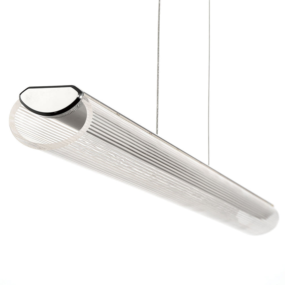 Eurofase Lighting Landor 47" Linear Dimmable Integrated LED Chrome Pendant Light With White Acrylic Tube Shade