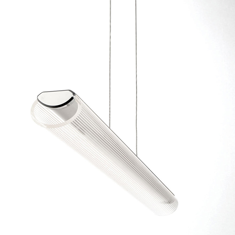 Eurofase Lighting Landor 47" Linear Dimmable Integrated LED Chrome Pendant Light With White Acrylic Tube Shade