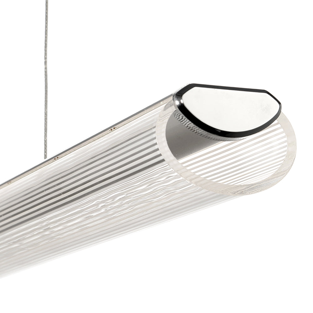 Eurofase Lighting Landor 47" Linear Dimmable Integrated LED Chrome Pendant Light With White Acrylic Tube Shade